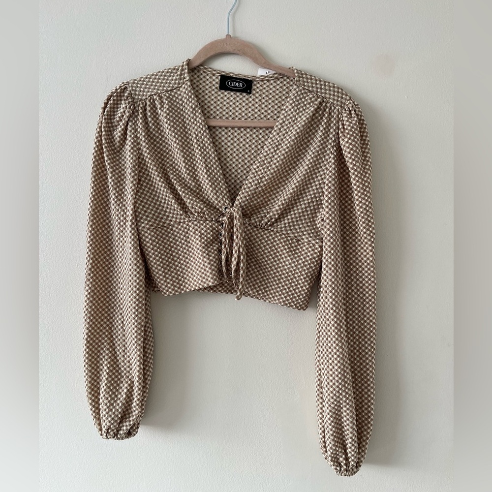 🦋Cider Crop Puff Sleeve Top